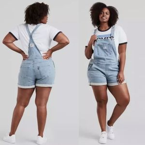 Levi's Plus Size Shortalls Light Wash Short Fused